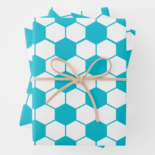 Papier motif à bille de soccer bleu (En situation)