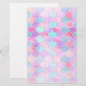 Papier Motif à échelle de sirène rose, violet et aqua (Devant / Derrière)