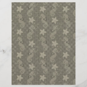 Papier Motif Antique Seahorse Et Starfish