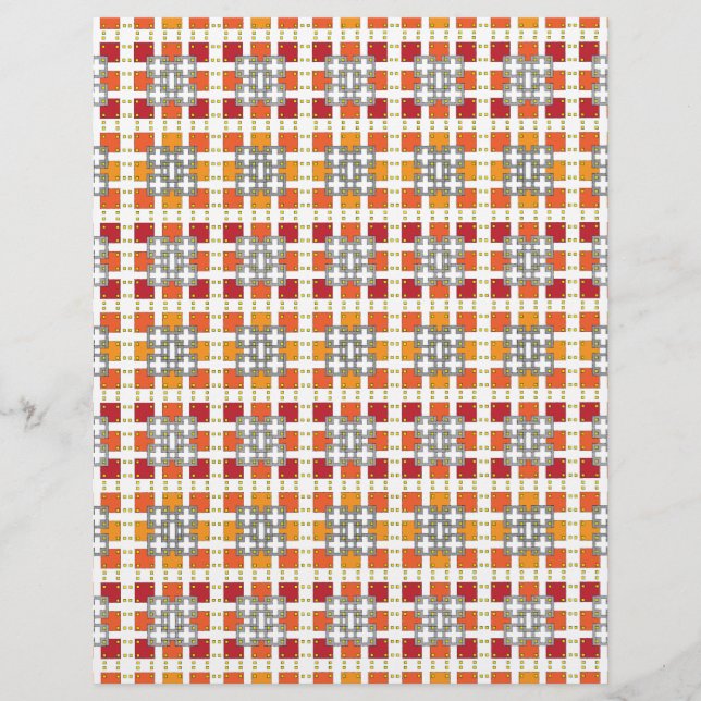 Papier Motif carré moderne géométrique rouge ambre (Devant)