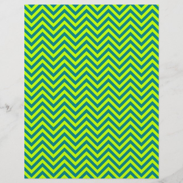 Papier Motif Chevron turquoise et Lime Green (Devant)