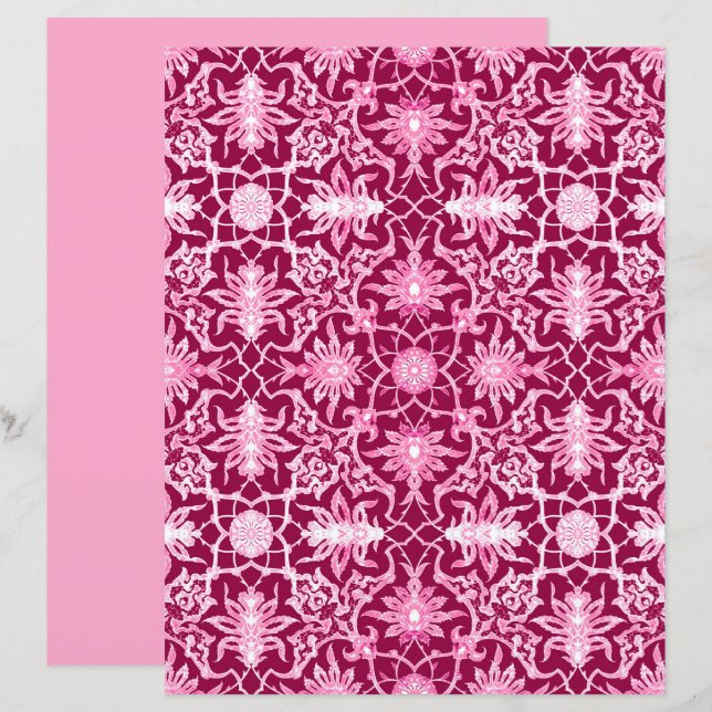 Papier Motif chinois de style Art nouveau Bourgogne et ro (Devant / Derrière)