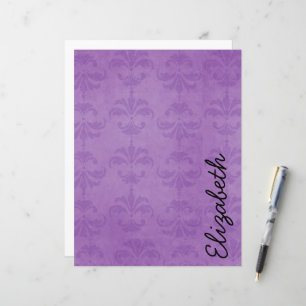 Papier Motif Damas, Damas Violet, Votre Nom