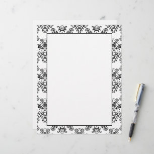 Papier Motif damassé vintage blanc et noir