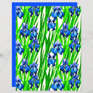 Papier Motif d'aquarelle bleu Iris