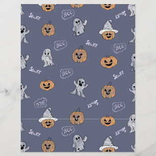 Papier Motif de citrouille et de fantôme effrayant pour H