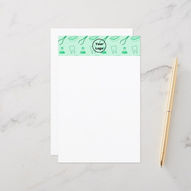 Papier Motif de dentiste vert (Devant/Arrière en situation)