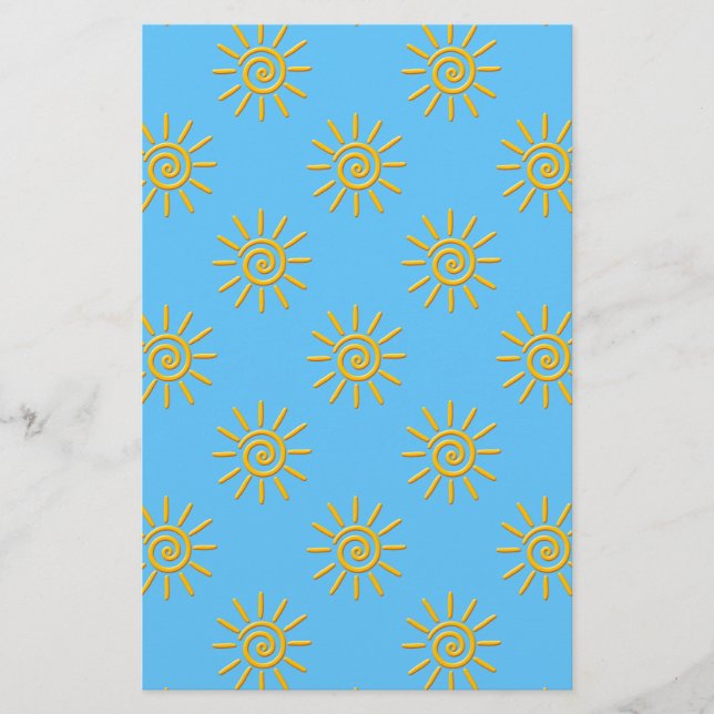 Papier motif de dessin 3D Jaune Sun (Devant)