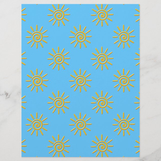 Papier Motif de dessin de soleil jaune 3D (Devant)