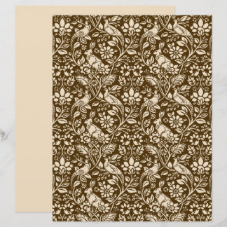 Papier Motif de faisan et lièvre, Brown et beige