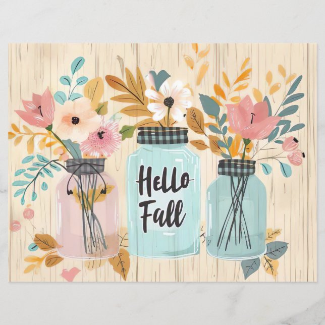 papier motif de fleur d'automne coloré (Devant)