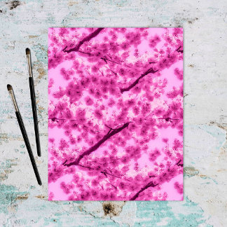 Papier Motif de fleurs de cerisier d'aquarelle