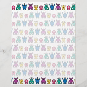 Papier Motif de monstres Aliens arc-en-ciel de Kawaii