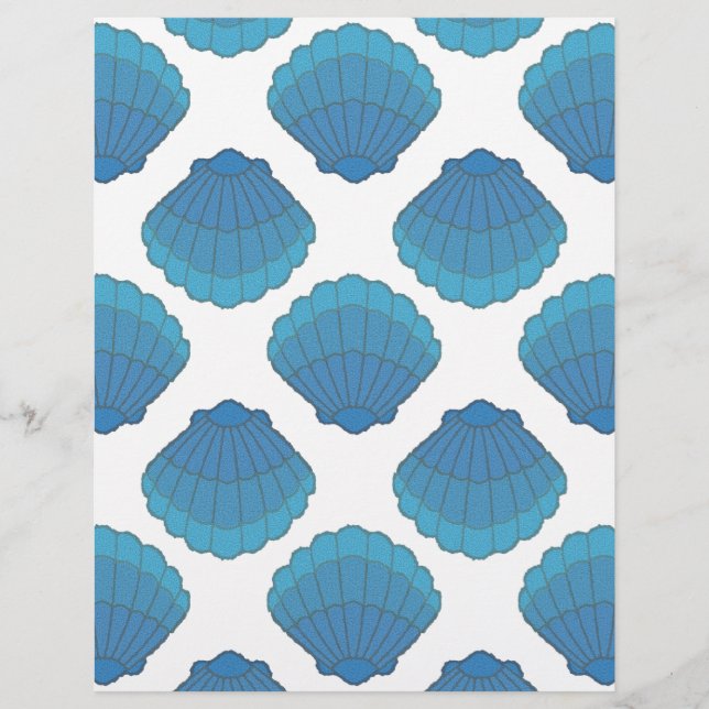 Papier Motif de mosaïque Blue Seashell (Devant)