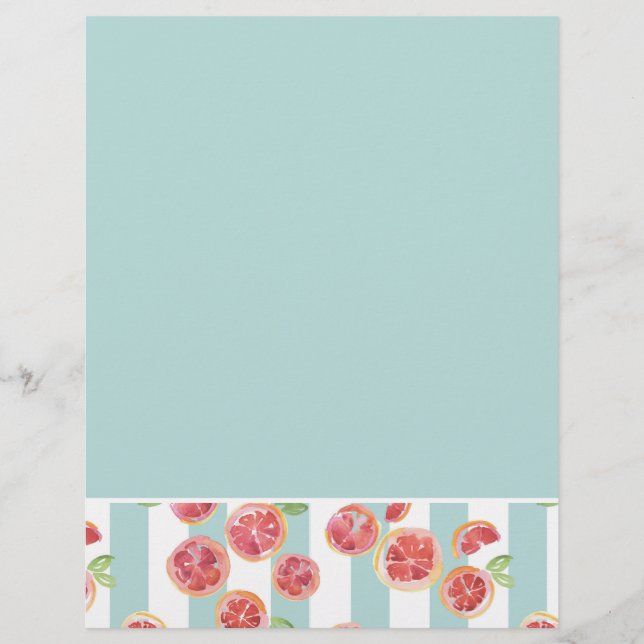 Papier Motif de pamplemousse rose sur les rayures vertes (Devant)