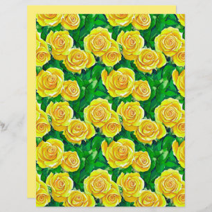 Papier Motif de Rose d'aquarelle jaune