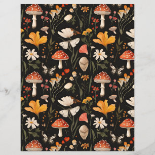 papier motif de scrapbook à champignons colorés