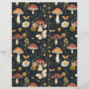 papier motif de scrapbook à champignons colorés