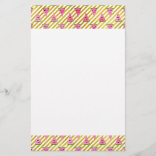 Papier Motif d'été Pink Watermelon et Yellow Strip