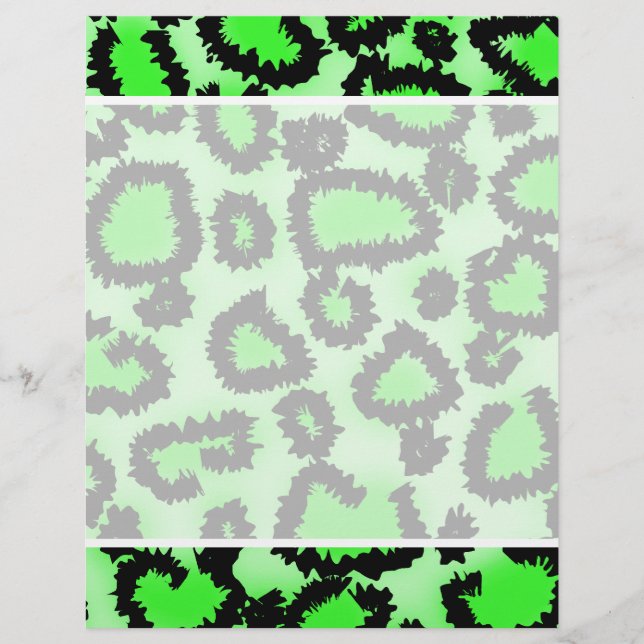 Papier Motif Empreinte de léopard noir et vert citron. (Devant)