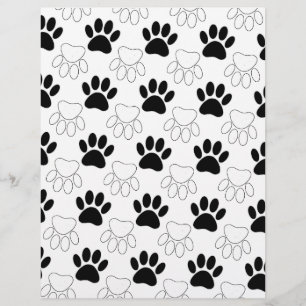 Papier Motif Empreinte de patte de chien noir et blanc