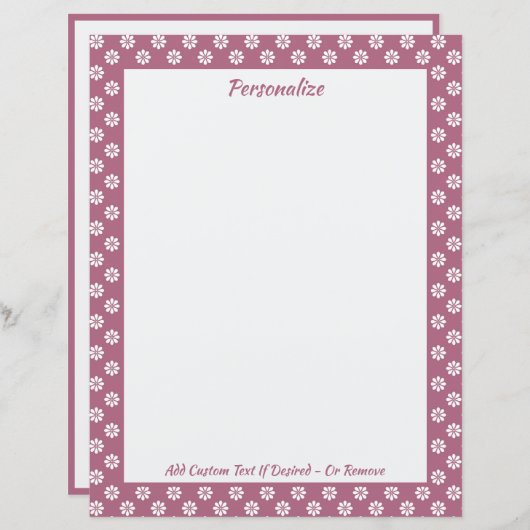 Papier Motif Fleur violet Retro 60s Personnaliser (Devant / Derrière)