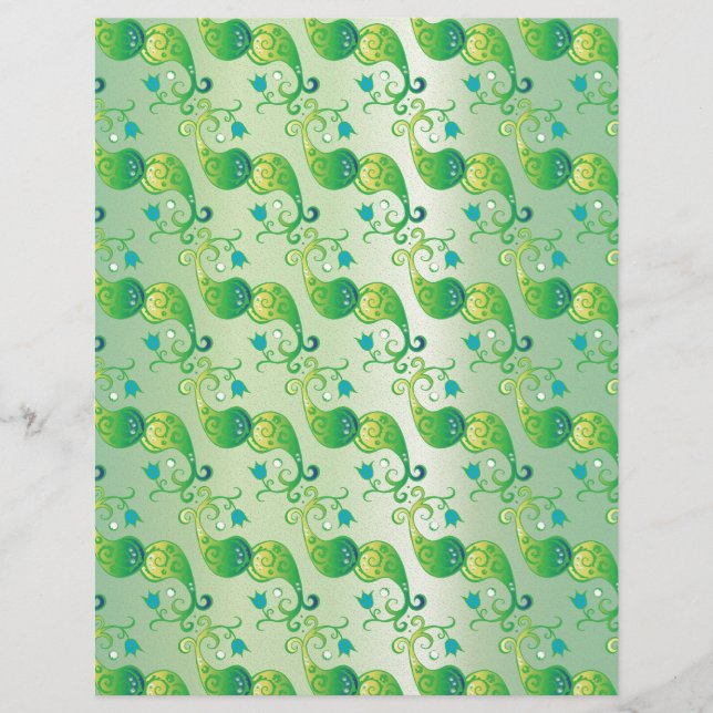 Papier Motif floral abstrait de tulipe verte Boteh (Devant)