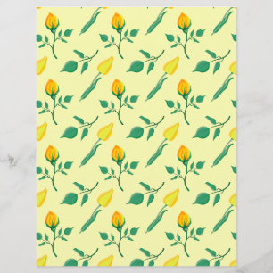 Papier Motif floral avec rose jaune et fleurs de tulipe