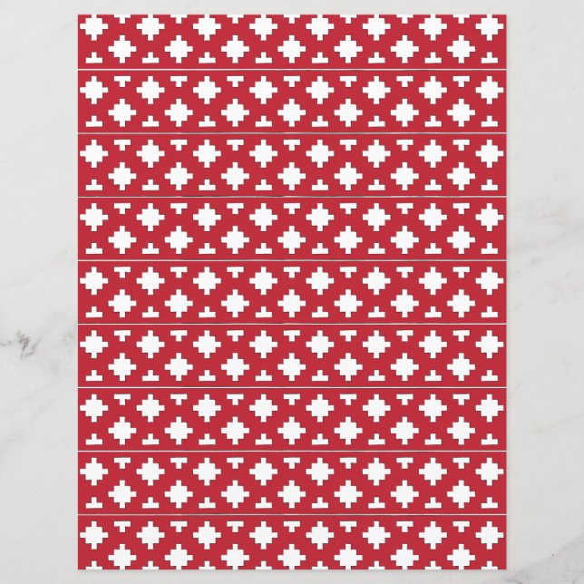 Papier Motif géométrique d'art populaire tribal rouge et  (Devant)