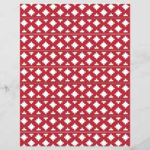 Papier Motif géométrique d'art populaire tribal rouge et 