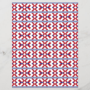 Papier Motif géométrique tribal rouge, bleu et blanc