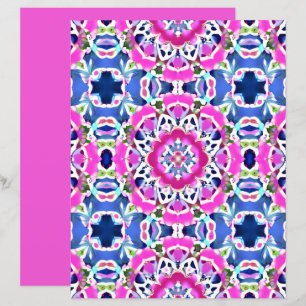 Papier Motif mandala Tie Dye en denim bleu et rose