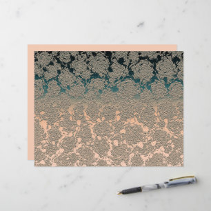Papier Motif métallique turquoise Succulent Beige