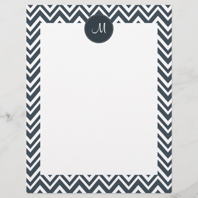 Papier Motif Monogram Charcoal et White Zigzag (Devant)