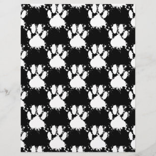 Papier Motif Paw Chien Blanc Avec Paint Splatter