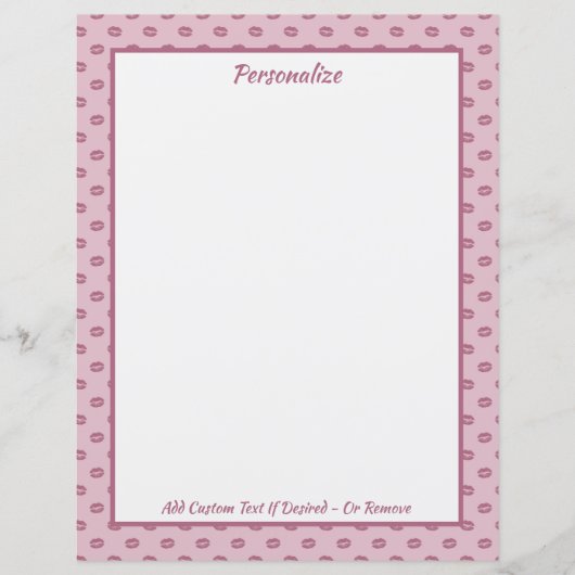 Papier Motif personnalisé de bisous aux lèvres roses tend (Devant)