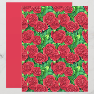 Papier Motif Rose couleur rouge/Crimson