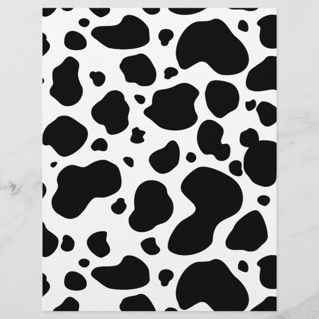 Papier Motif Taches de Vache Impression Animale Noir et B (Devant)