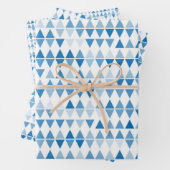 Papier Motif Triangle Bleu — Enveloppement Moderne (En situation)