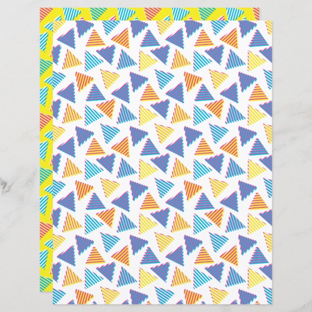 Papier motif triangle rétro Neon des années 80/90 (Devant / Derrière)