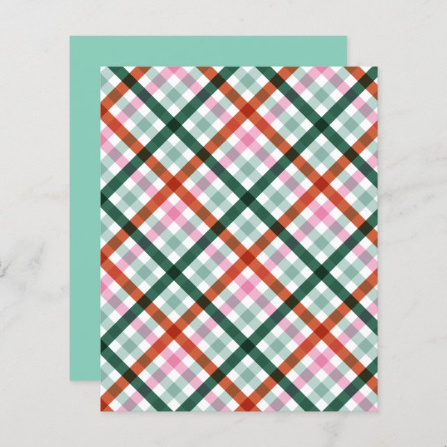 Papier motif vert rouge En vichy rose (Devant / Derrière)