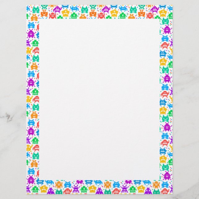Papier Motifs de monstres pixelisés colorés mignons (Devant)