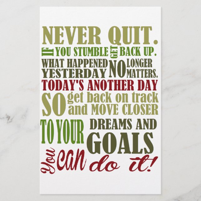 Papier Motivationnel : Ne jamais cesser (Devant)