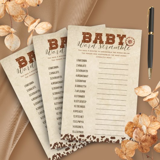 Papier Mots Baby showers de Little Western Cowboy