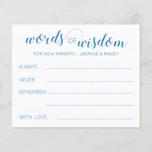 Papier Mots bleus de la sagesse Baby shower de conseils a