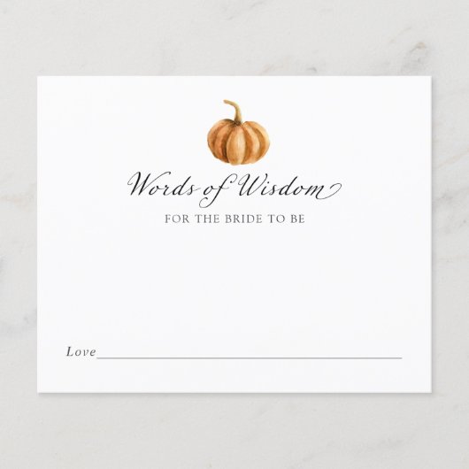 Papier Mots citrouilles de sagesse pour que la mariée soi (Devant)