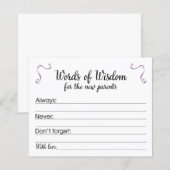 Papier Mots de sagesse pour les nouveaux parents Conseils (Devant / Derrière)