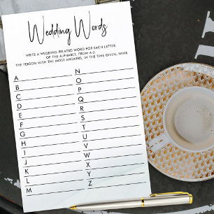 Papier Mots mariages A à Z Fête des mariées Jeu Laver ver