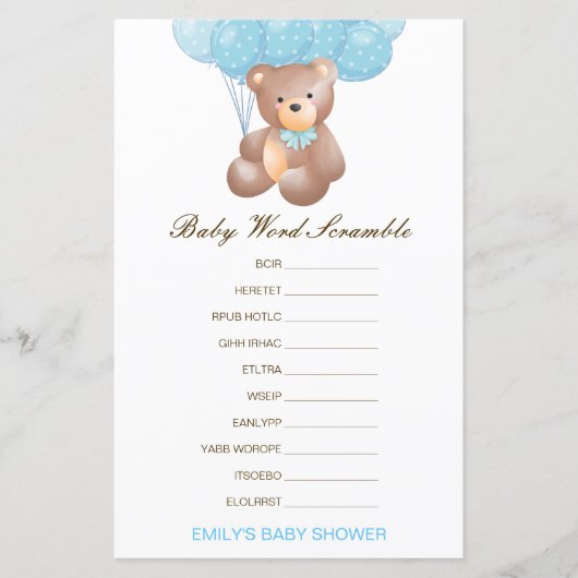 Papier Mots mêlés pour bébé modifiables avec réponse (Devant)