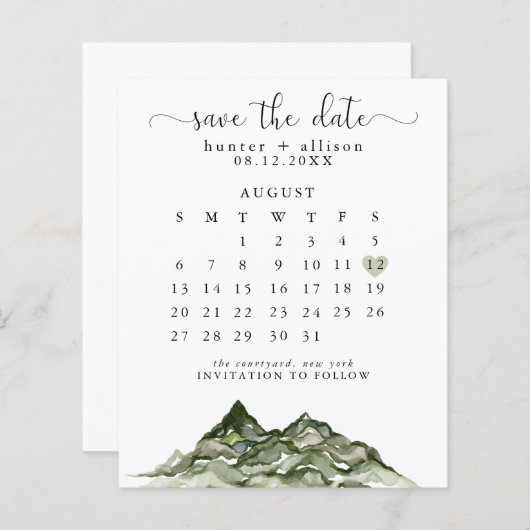 Papier Mountain Enregistrer le calendrier des dates (Devant / Derrière)